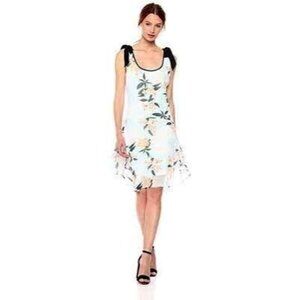 Donna Morgan Sleeveless Floral Contrast Bow Dress